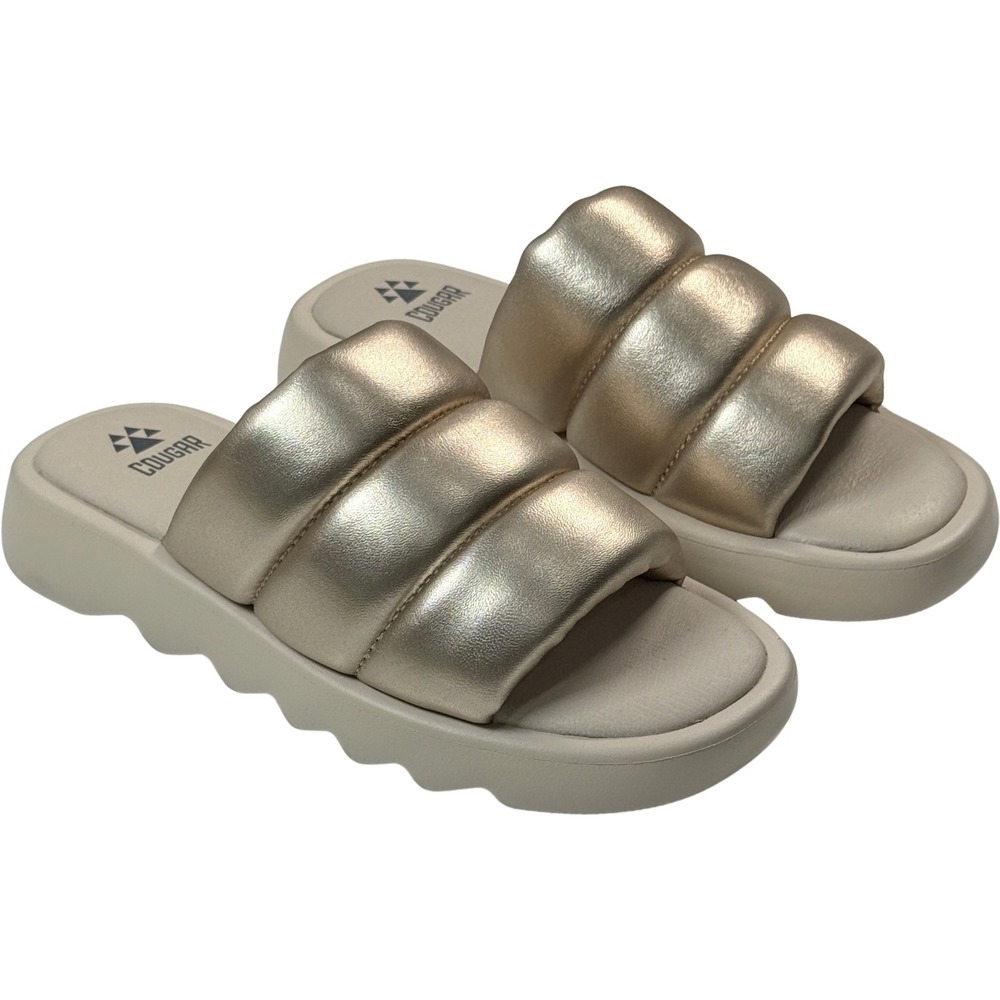 Cougar Julep Puffer Slide Sandals - NWT Womens Size 7 Platino - #49483-ZZ4 - Picture 2 of 4
